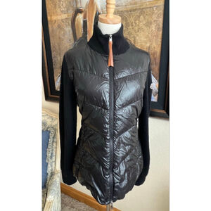 Moncler Black Puffer Jacket with Knit Sleeves M with Tag